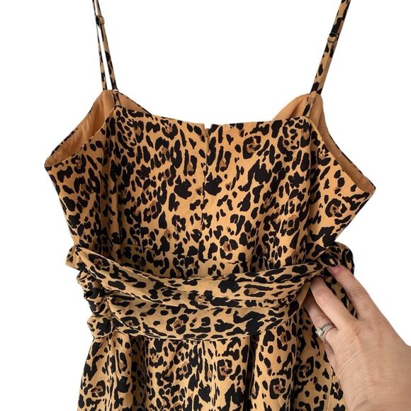 J. Crew NWOTS Silk Leopard Bow Waist Midi Dress size 10 Cheetah Animal Print - Picture 10 of 13